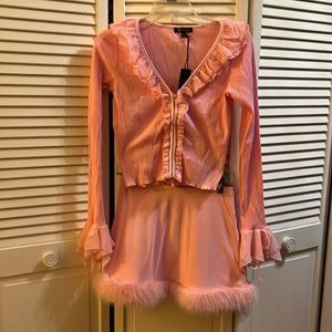 NWT Generation Kiss Frill Front Zipper Up Ribbed Long Sleeve Top Size XL